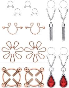 img 1 attached to 📿 Kridzisw 5 Pairs Fake Nipple Ring Non-Piercing Nipplerings for Women Clip On Nipple Rings Stainless Steel Faux Dangle Nipple Jewelry Set