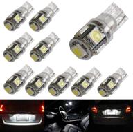 🚗 ijdmtoy (10) 5-smd-5050 168 194 2825 w5w led bulbs for car interior map/dome lights, license plate lights, parking lights - xenon white, replacement compatible логотип