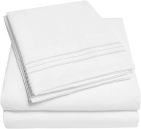 img 4 attached to Premium Quality 4-Piece Queen Bed Sheet 🛏️ Set by Sweet Home Collection - Classic White