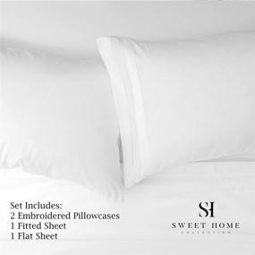 img 3 attached to Premium Quality 4-Piece Queen Bed Sheet 🛏️ Set by Sweet Home Collection - Classic White