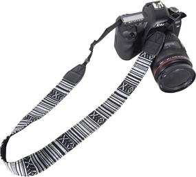 img 2 attached to 📷 Eggsnow Camera Shoulder Strap: Universal Vintage Neck Belt for DSLR/SLR Nikon, Canon, Sony, Olympus, Pentax, Samsung - Upgraded Black & White Design