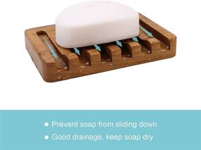 img 2 attached to Teak Wood Soap Dish with Slanted Waterfall Design - Soap Holder for Shower, Bathroom, Kitchen, Sinks, Countertop - Soap Saver for Ultimate Convenience