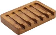 teak wood soap dish with slanted waterfall design - soap holder for shower, bathroom, kitchen, sinks, countertop - soap saver for ultimate convenience logo