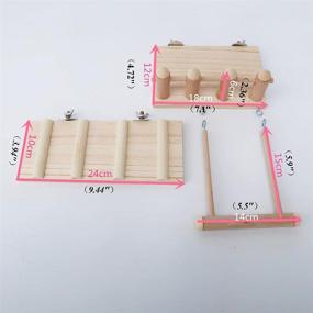 img 1 attached to 🐦 Bird Perches Cage Toys: Wooden Play Gyms with Climbing Ladder, Swing, and Conure Stand – Chewing Toy Sets for Green Cheeks, Baby Lovebird, Chinchilla, Hamster