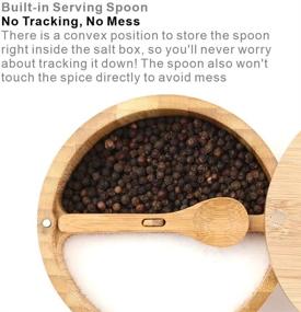 img 3 attached to KITCHENDAO Bamboo Salt and Pepper Box - Convenient Serving Spoon, Swivel Lid with Magnet - Dry & Dust-free Seasoning Container - Dual 7 Ounce Capacity