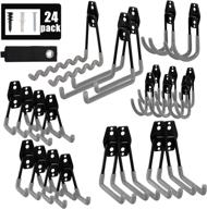 🔧 aoben garage hooks - 24pcs heavy duty garage hanger organizer with anti-slip double wall design - ideal for ladders, power tools, bikes, ropes - includes 23 hooks & 1 holder strap - gray logo
