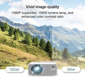 img 1 attached to 🎥 Updated 2021 EZCast Beam V3 Movie Projector: Android and iPhone Compatible, 5GHz Mini WiFi Projector with 1080P Support, 10600 Lumens, Taiwan Designed, PS5, HDMI, Roku, Fire TV Stick, Bluetooth Friendly