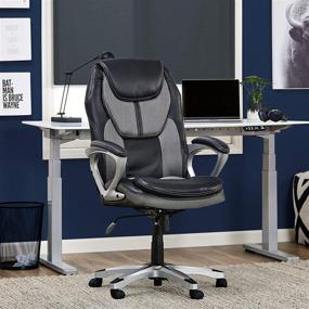 img 3 attached to 🎮 Serta Executive Office Gaming Chair: Adjustable Ergonomic Desk Chair with Lumbar Support, Padded Arms, Faux Leather and Mesh in Gray/Black