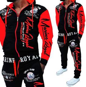 img 1 attached to HHGKED Tracksuit Elastic Waistband Sweatsuit Men's Clothing and Active