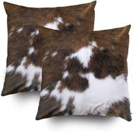 🎄 tomwish christmas cowhide accent printed pillowcase - 2 packs of hidden zippered 18x18 inch decorative throw cushion covers for home logo