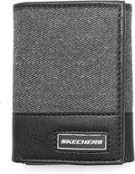 skechers canvas leather trifold wallet men's accessories logo