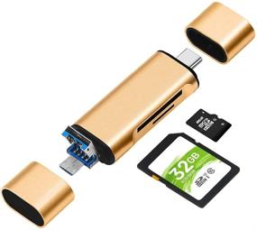 img 4 attached to 📸 BorlterClamp SD/Micro SD Memory Card Reader с адаптером USB C Micro-USB OTG - Золото