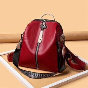 img 3 attached to 🎒 Stylish Small Backpack Purse for Women - Fashionable Girls Bookbag & Ladies Travel Mini Bag, Vegan Leather Satchel Design
