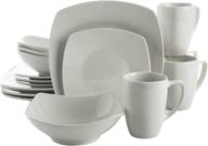 gibson home zen buffet dinnerware set, service for four, 16-piece, white (square) logo