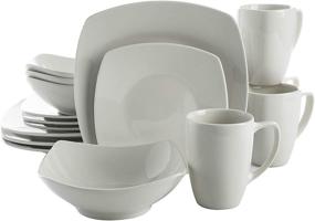 img 4 attached to Gibson Home Zen Buffet Dinnerware Set, Service for Four, 16-Piece, White (Square)