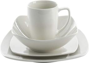 img 3 attached to Gibson Home Zen Buffet Dinnerware Set, Service for Four, 16-Piece, White (Square)