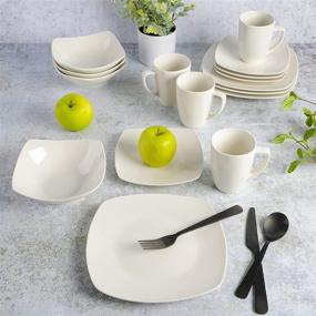 img 1 attached to Gibson Home Zen Buffet Dinnerware Set, Service for Four, 16-Piece, White (Square)