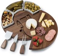 🧀 shanik acacia wood cheese cutting board set - upgraded charcuterie board set - ideal meat and cheese board with utensils, 3 knives, ceramic bowls, and wine server plate logo