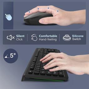 img 1 attached to 🖥️ Aikun Wireless Keyboard and Mouse Set with 2.4Ghz Connectivity, Ultra-Thin Profile, 104 Floating Chocolate Buttons, Extended Battery Life, and Convenient Plug-and-Forget Nano Receiver (Black)