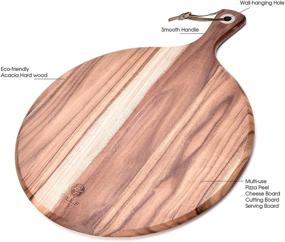 img 3 attached to 🍕 Premium Acacia Wood Pizza Peel and Cutting Board – Versatile Cheese Paddle, Bread Platter, and Food Preparation Surface – 16 x 12 x 0.5 Inch with Handle – by BILL.F