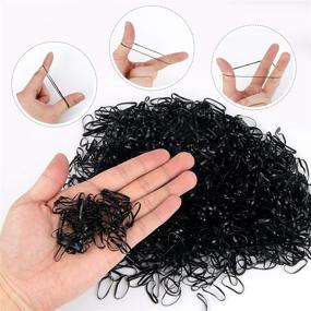 img 1 attached to 👧 2000-Pack of Black and Clear Elastic Hair Bands for Girls & Women - Mini Soft Rubber Bands