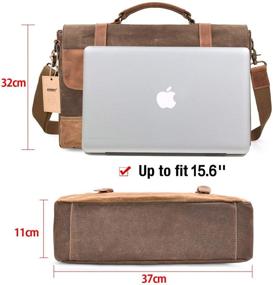 img 2 attached to Waterproof Vintage Genuine Leather Waxed Canvas Messenger Bag - 15.6 Inch Large Satchel Shoulder Bag for Men - Rugged Brown Leather Computer Laptop Book Bag