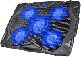 img 4 attached to 💻 HAVIT 5-Fan Laptop Cooling Pad for 14-17 Inch Laptops, Cooler Pad with LED Light, Dual USB 2.0 Ports, Adjustable Mount Stand - Blue