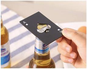 img 2 attached to 🧀 CheeseandU 12pcs Poker Shaped Casino Bottle Opener, Stainless Steel Spades Design for Wallet Beer Bottle Opener - Black