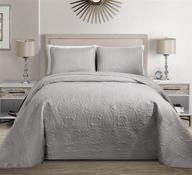 🛏️ linen plus collection: king/california king over size embossed coverlet bedspread set - solid silver - 118"x106" - new logo