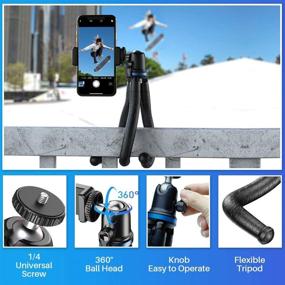 img 2 attached to 📸 Apexel Phone Tripod - Flexible Tripod with Wireless Remote Shutter for iPhone, Android, Samsung - Mini Tripod Stand Holder for Camera, GoPro, Mobile Cell Phone