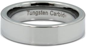 img 3 attached to 💍 Stunning Mirror Polished MJ Metals Jewelry Tungsten Carbide Wedding Band/Ring for Men & Women, Flat Pipe Cut in 3, 4, 6, or 8mm