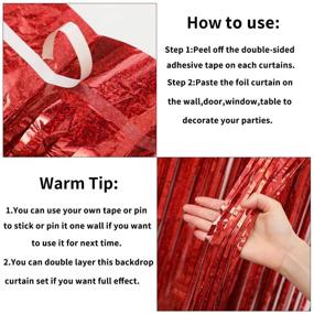 img 1 attached to UrAmmi Way 2Pack Foil Fringe Curtains - Stunning 3.28ft X 🎉 6.56ft Metallic Tinsel Curtains for Birthday, Wedding, Party & Merry Christmas Decorations (Red)