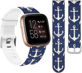 img 4 attached to 🔵⚓ Silicone Bands for Fitbit Versa 2: Cisland Soft Thin Slim Print Strap Replacement, Women's Compatible with Fitbit Versa/Versa 2/Versa Lite/SE Small - Blue Anchor