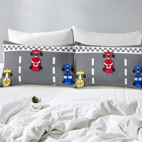 img 2 attached to 🏎️ Race Car Bedding Sets for Boys - Formula Car Racer Fitted Sheet, Extreme Speed Sports Games Bed Cover for Kids Car Theme Bedroom Decor - Formula Racing Car Sheet Set with 1 Pillow Case - Deep Pocket Twin Size