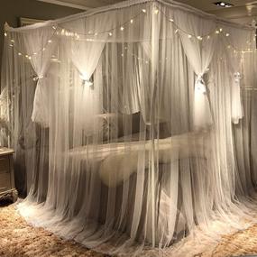 img 2 attached to 👑 Joyreap 4 Corners Post Canopy Bed Curtain - Royal Luxurious Cozy Drapes for Girls & Adults - Cute Princess Bedroom Decoration Accessories (White, 59" W x 78" L, Full/Queen)