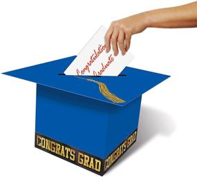 img 2 attached to Beistle Graduation Party Gift Card Box - Blue/Black/Gold, 8.5” x 8.5” - Enhanced SEO