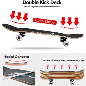 img 2 attached to 🛹 31-Inch Complete Skateboard for Beginners - KO-ON Skateboard, 7-Layer Canadian Maple Deck, Tricks Skateboard for Adults, Teens, and Kids.