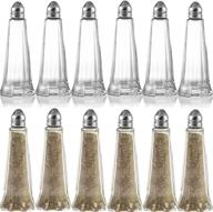 🧂 12-piece salt and pepper shaker set - tower glass body mini shakers, 1 oz capacity, stainless steel lids, clear curved design логотип