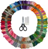 🌈 125 skeins bulk rainbow embroidery floss set - variegated colors for friendship bracelets, cross stitch, and crafts - includes free scissors and needles logo