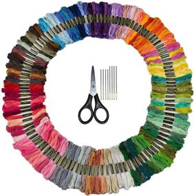 img 4 attached to 🌈 125 Skeins Bulk Rainbow Embroidery Floss Set - Variegated Colors for Friendship Bracelets, Cross Stitch, and Crafts - Includes Free Scissors and Needles