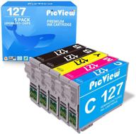 🖨️ picview 5 pack t127 remanufactured ink cartridge replacement for epson 127 - wf-3520 wf-3540 wf-7010 wf-7510 - high-quality printer ink (2 black 1 cyan 1 magenta 1 yellow) logo