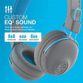 img 1 attached to Изучите более 30 часов беспроводной игры с JLab Studio Bluetooth наушниками On-Ear - звук EQ3, облако пены, и многое другое в сером/синем цвете.