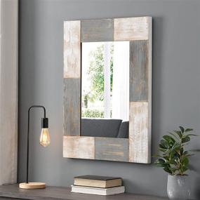 img 3 attached to 🪞 FirsTime &amp; Co. Aged White &amp; Gray Wood Mason Planks Wall Mirror, Size: 31.5&#34;H x 24&#34;W