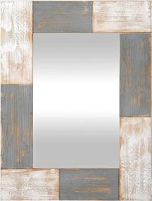 img 2 attached to 🪞 FirsTime &amp; Co. Aged White &amp; Gray Wood Mason Planks Wall Mirror, Size: 31.5&#34;H x 24&#34;W