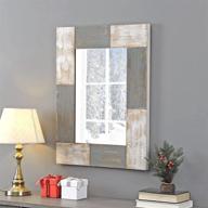 🪞 firstime &amp; co. aged white &amp; gray wood mason planks wall mirror, size: 31.5&#34;h x 24&#34;w логотип