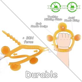 img 2 attached to 👶 HEORSHE Baby Teething Toys - never drop from hand! Silicone Molars Adjustable Wristband Chew Toys for Babies 0-6 6-12 Months. Ideal Teethers for Infants and Toddlers aged 3-12 Months.