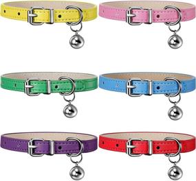 img 4 attached to Soft Adjustable Leather Pet Cat Collars with Bell - Set of 6 Pieces: Ideal for Small Cat, Kitten & Puppy