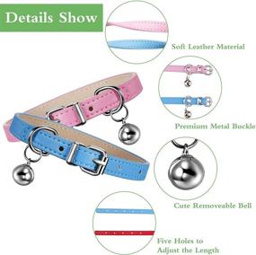 img 2 attached to Soft Adjustable Leather Pet Cat Collars with Bell - Set of 6 Pieces: Ideal for Small Cat, Kitten & Puppy