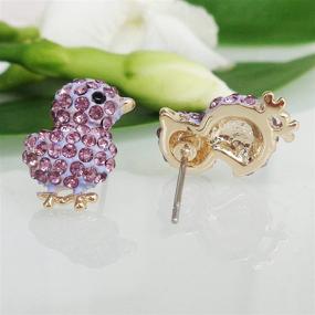 img 1 attached to 🐔 18k Gold Plated Chicken Crystal Enamel Stud Earrings with Navachi Brand