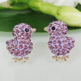 img 2 attached to 🐔 18k Gold Plated Chicken Crystal Enamel Stud Earrings with Navachi Brand